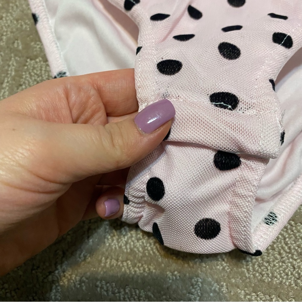 {NWT} Parisian Pink/Black Polka Dot Long Sleeve Bodysuit Size 4 - Picture 8 of 15